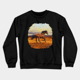 Wild Mustang Bay Horse Running Crewneck Sweatshirt